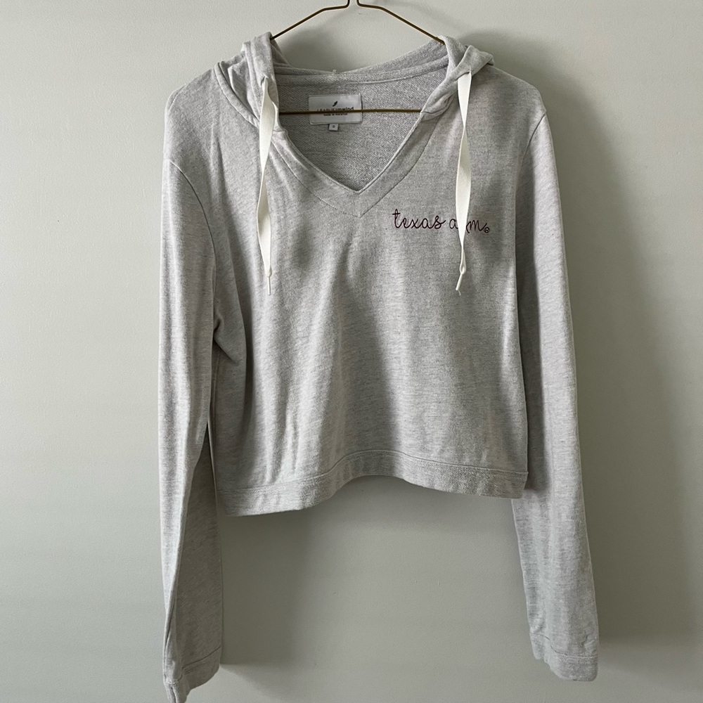 Texas A & M Gray crop Hoodie Top